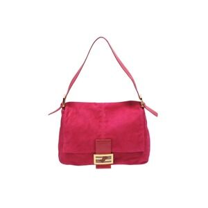 FENDI Mamma Bucket One Shoulder Hobo bag pink suede leather